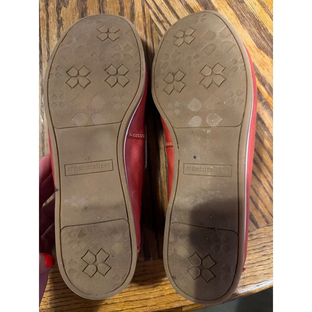 Naturalizer Hanover Red Leather Boat Shoes N5 Comfort Loafers Womens 7.5 M